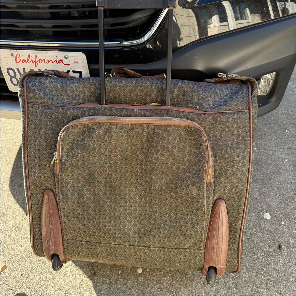 Designer Brown Patterned Rolling Suitcase - image 2